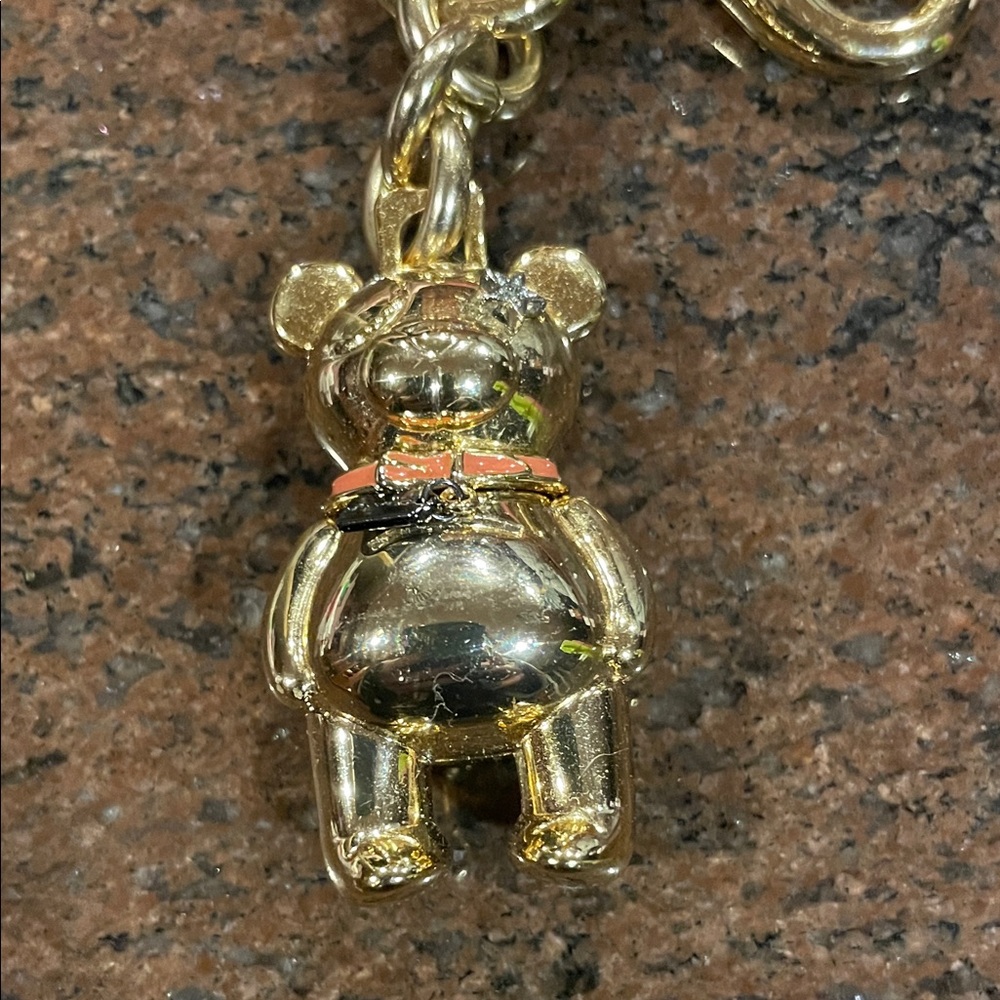 Coach Gold Bear Key Charm with Orange Collar Accent - Picture 3 of 5
